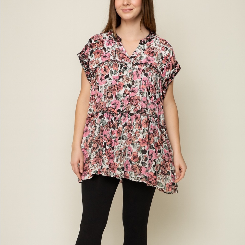 Jane & Delancey Floral Pink Women's Shirt size M